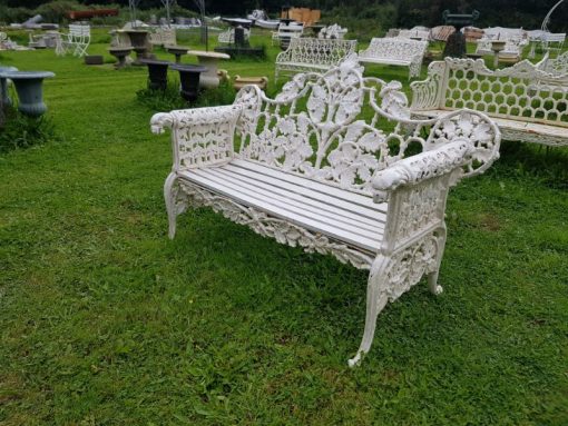 Cast iron bench with dog face arm rests