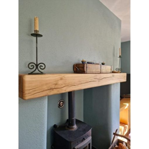 Oak Mantel - Grey Wall