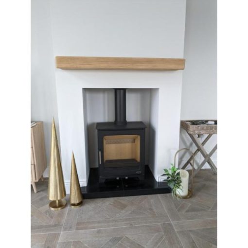 Oak Mantel - White wall