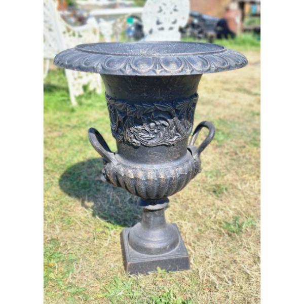 Urn With Handles Cast Iron Black D6572 (1)