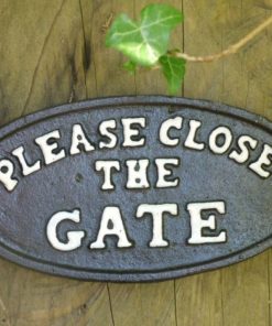 Please close the gate - black - cast iron