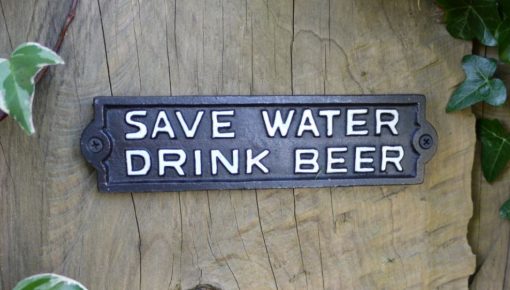 Save water drink beer - black - cast iron