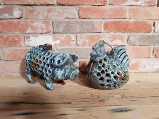 Animal Lanterns - Pig and Hen - Cast Iron