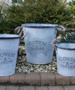 Buckets - Set of three - Flowers and Garden - Rope handle