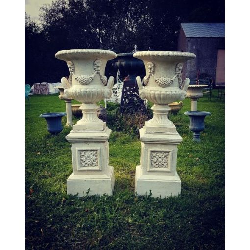 Cast Iron Urns on Pedestals