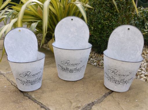 Planter - three galvanised flower planters