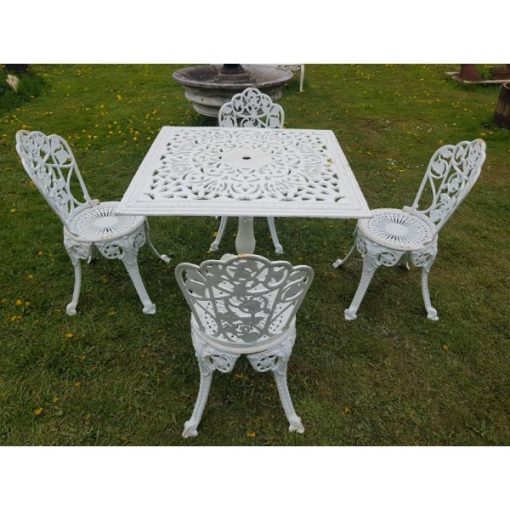 Cast Iron Garden Set - Square Table and Chairs - 1a