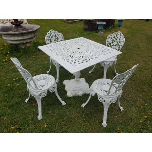 Cast Iron Garden Set - Square Table and Chairs - 1c