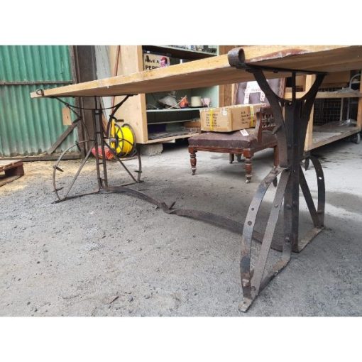 Oak Table with Salvaged Plough Base - 1b