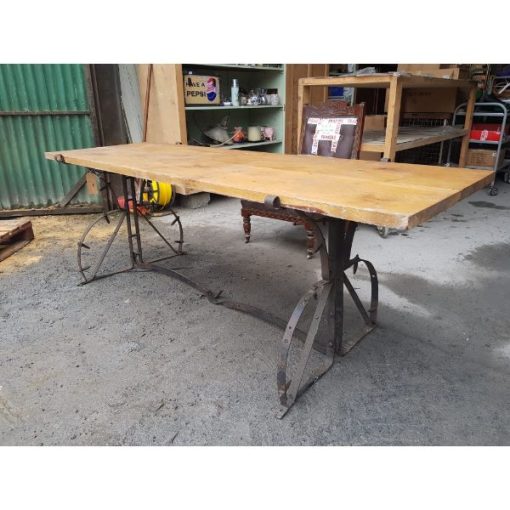 Oak Table with Salvaged Plough Base - 1d