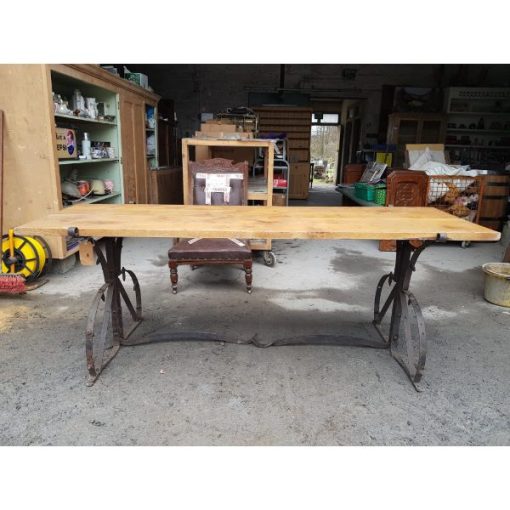 Oak Table with Salvaged Plough Base - 1e