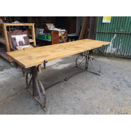 Oak Table with Salvaged Plough Base - 1f