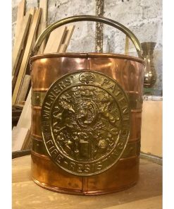 Hammered Copper and Brass Log Bucket - Two Bands - 1a