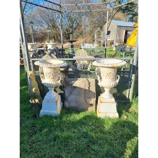 Cast Iron Urns on Pedestals - Medium