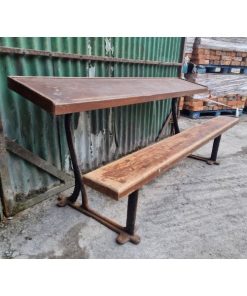 School Desk - Cast Frame with Teak tops - 4x available - 1b