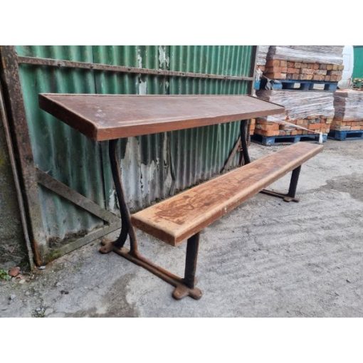 School Desk - Cast Frame with Teak tops - 4x available - 1b