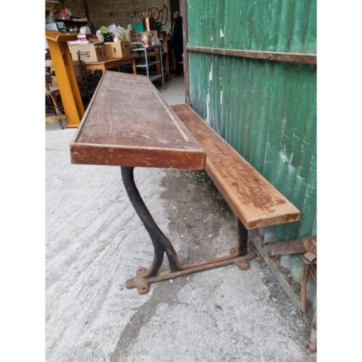 School Desk - Cast Frame with Teak tops - 4x available - 1g