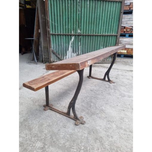 School Desk - Cast Frame with Teak tops - 4x available - 1h