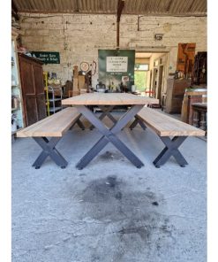 X Frame Table and Benches - 1a