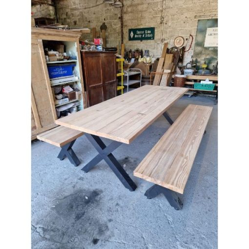 X Frame Table and Benches - 1c