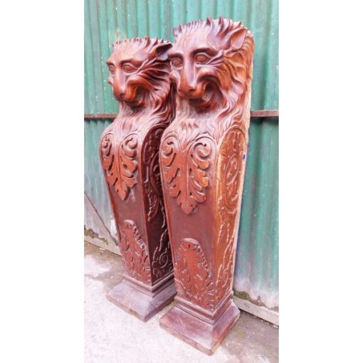 Carved Lion Head Plinths-KAS125g