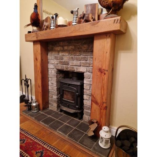 Pitch Pine Mantel and Uprights - 1b