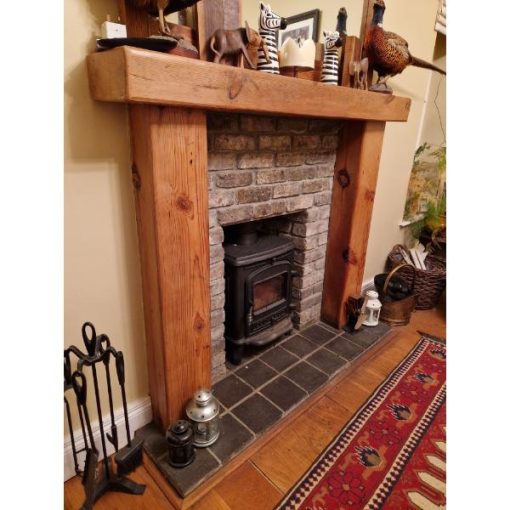 Pitch Pine Mantel and Uprights - 1c