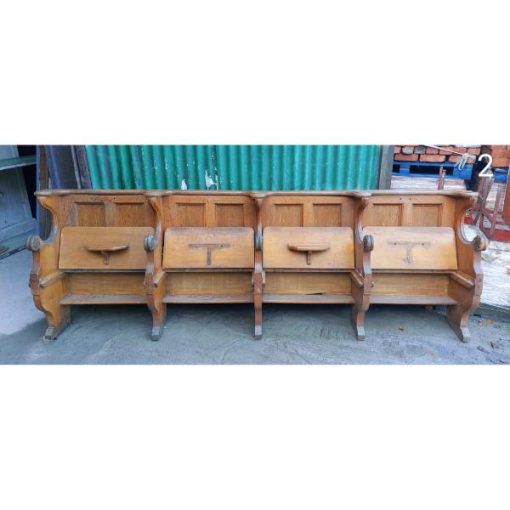 Four Seater Oak Pew - Folding Seats - 2 - KAS358a