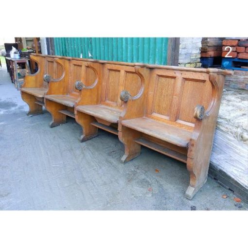 Four Seater Oak Pew - Folding Seats - 2 - KAS358c