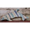 Handmade Wooden Dolphin - Large - Blue & White - KAS391