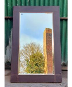 Mirror with Brown Faux Leather Covered Frame - KAS395e