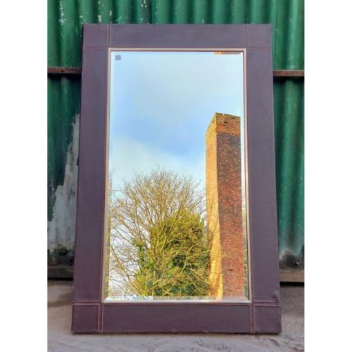 Mirror with Brown Faux Leather Covered Frame - KAS395e