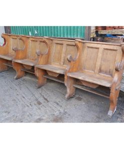 Four Seater Oak Pew - Folding Seats - 3 - KAS448f