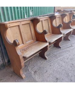 Four Seater Oak Pew - Folding Seats - 3 - KAS448h