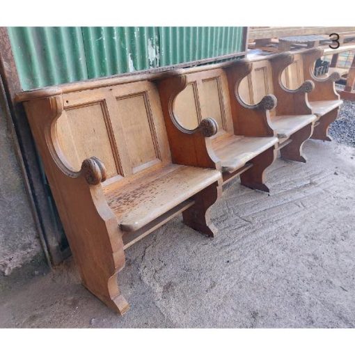 Four Seater Oak Pew - Folding Seats - 3 - KAS448h