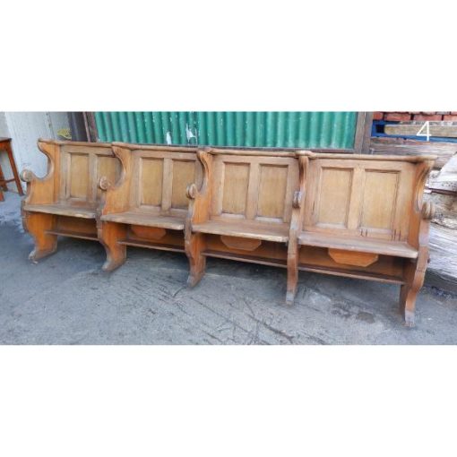 Four Seater Oak Pew - Folding Seats - 4 - KAS449b