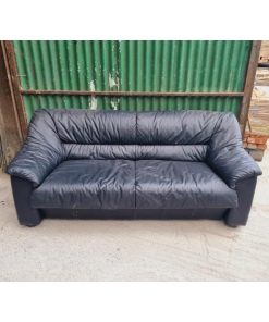 Black Leather Two Seater Couch - KAS511a