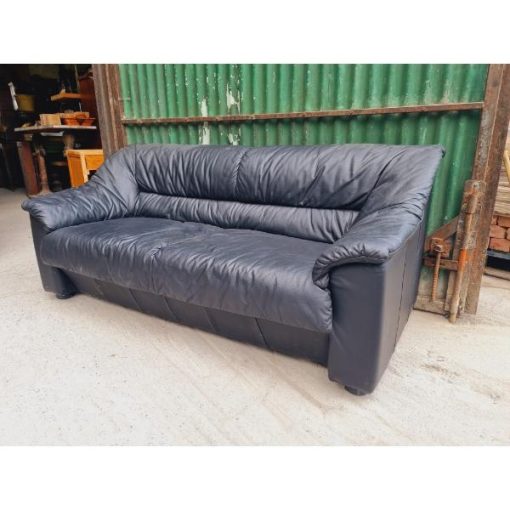 Black Leather Two Seater Couch - KAS511b