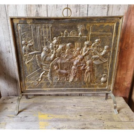 Pressed Brass Fire Screen and Bellows - KAS503b