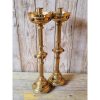 Pair of Ornate Brass Candle Holders KAS629 (1)