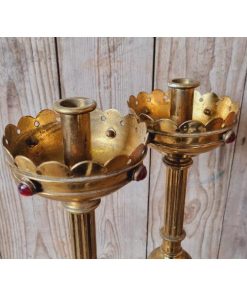 Pair of Ornate Brass Candle Holders KAS629 (2)