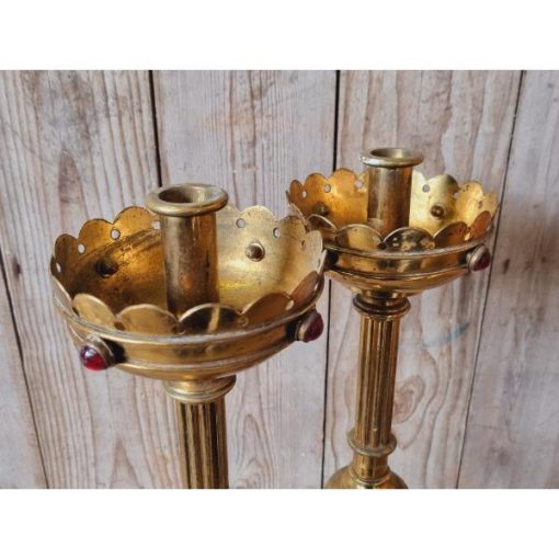 Pair of Ornate Brass Candle Holders KAS629 (2)