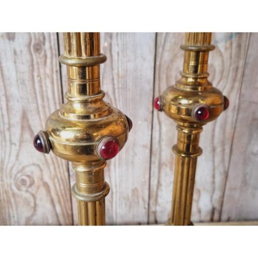 Pair of Ornate Brass Candle Holders KAS629 (3)