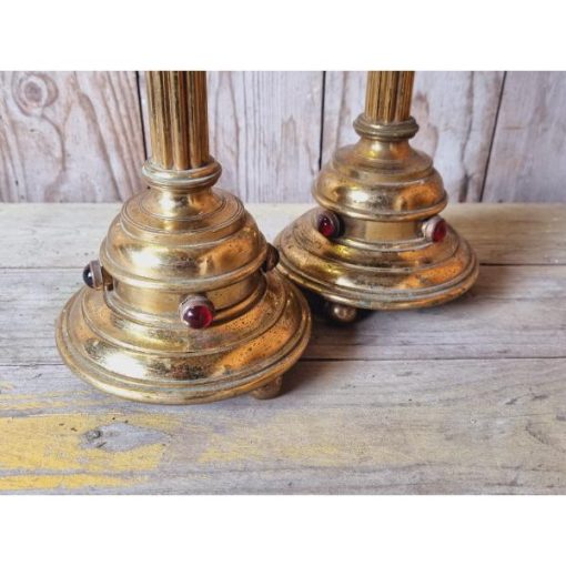 Pair of Ornate Brass Candle Holders KAS629 (4)