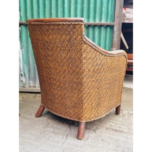 Pair of Rattan and Leather Armchairs KAS635 (11)