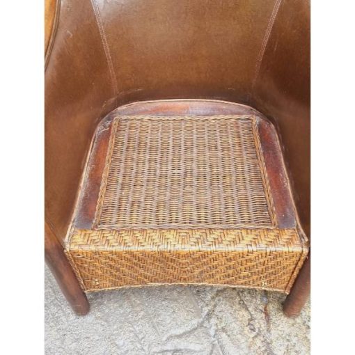 Pair of Rattan and Leather Armchairs KAS635 (14)