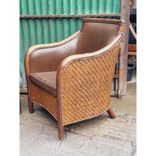 Pair of Rattan and Leather Armchairs KAS635 (2)