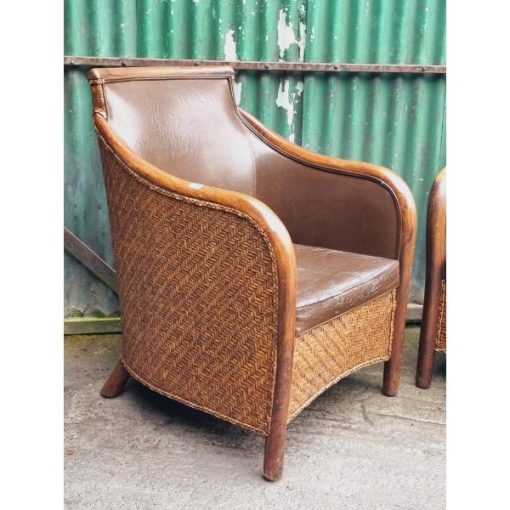 Pair of Rattan and Leather Armchairs KAS635 (3)