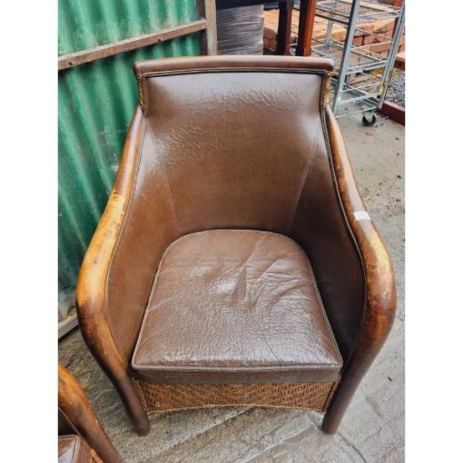 Pair of Rattan and Leather Armchairs KAS635 (4)