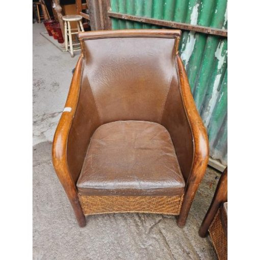 Pair of Rattan and Leather Armchairs KAS635 (5)